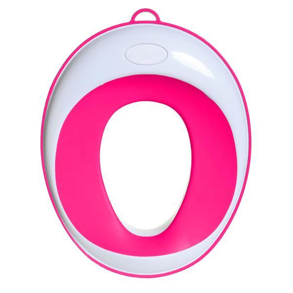 Reductor WC Copii Teno®, suprafata antiderapanta, confortabil, protectie impotriva stropilor, compatibilitate universala, inel de prindere, portabil, alb/roz
