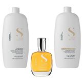 Pachet de Stralucire pentru Par Normal Alfaparf Semi di Lino Diamond Illuminating - Sampon 1000ml, Balsam 1000ml, Ser 50ml