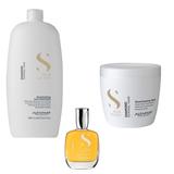 Pachet de Stralucire pentru Par Normal Alfaparf Semi di Lino Diamond Illuminating - Sampon 1000ml, Masca 500ml, Ser 50ml