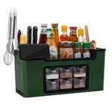 Organizator Multifunctional pentru Bucatarie Teno®, 6 Compartimente, raft condimente, suport detasabil telefon, verde