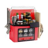 Organizator Multifunctional pentru Bucatarie Teno®, suport sticle, rafturi pentru condimente, cuier pentru ustensile, suport cutite, 46 x 26 x 43 cm, rosu