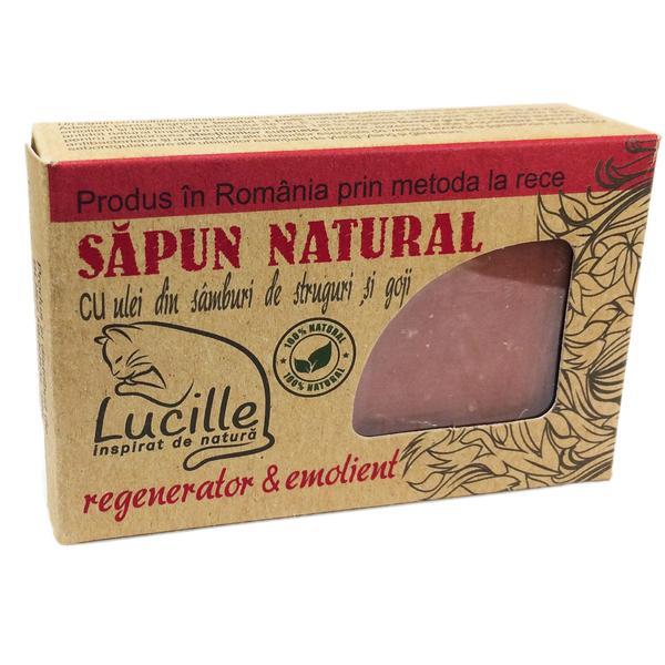 Sapun natural cu ulei din samburi de struguri si goji - regenerator & emolient, Lucille, 90 g poza