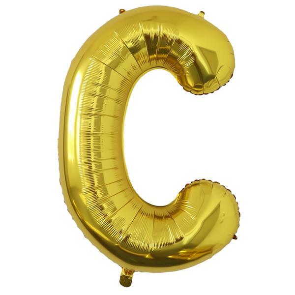 Balon in Forma de Litera C Teno®, metalizat, pentru Petreceri/Aniversari/Evenimente, rezistent, folie, gold, 40 cm