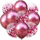 Set 10 Baloane Teno®, Confeti, pentru Petreceri/Aniversari/Evenimente, o singura dimensiune, 2 culori, latex, roz