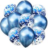 Set 10 Baloane Teno®, Confeti, pentru Petreceri/Aniversari/Evenimente, o singura dimensiune, 2 culori, latex, albastru inchis