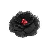 Brosa eleganta floare neagra din voal mijloc rosu 8.5 cm, Corizmi, Ania