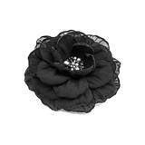 Brosa eleganta floare neagra din voal mijloc argintiu 8.5 cm, Corizmi, Sonia