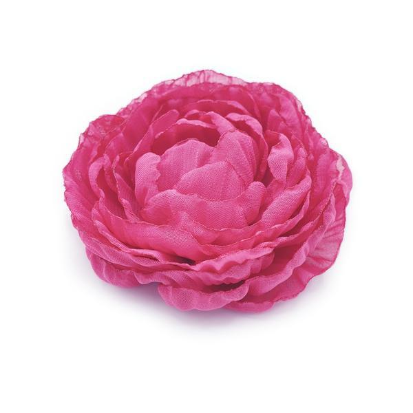 Brosa floare eleganta bujor roz din voal 7.5 cm, Corizmi, Natalie