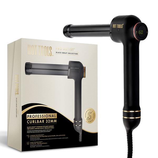 Ondulator Hot Tools Curlbar, Pro Artist Black Gold collection, 32 mm, 8 trepte de temperatura, HTCURL1110BG