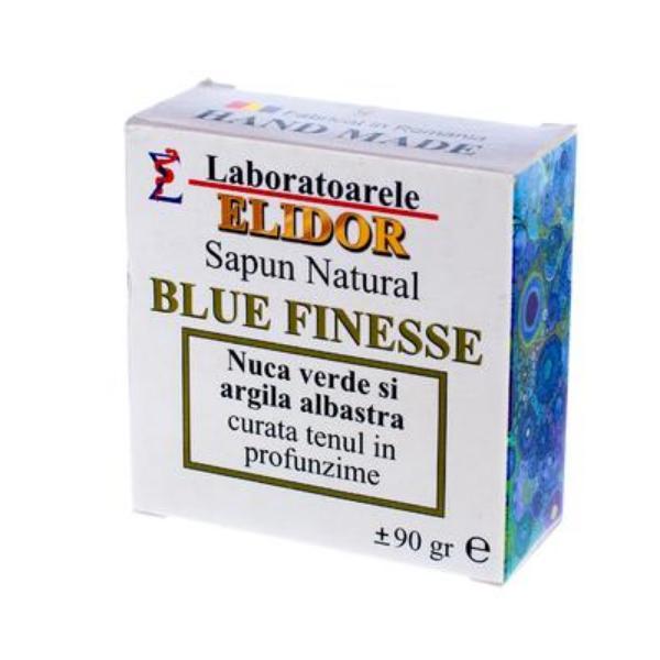 Sapun Solid detoxifiant, antiacneic cu nuca verde, argila albastra Blue Finesse Elidor, 90 g