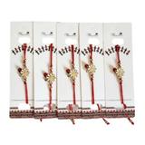 Set 5 Martisor Bratara, Snur Rosu reglabil, Floare cu Buburuza