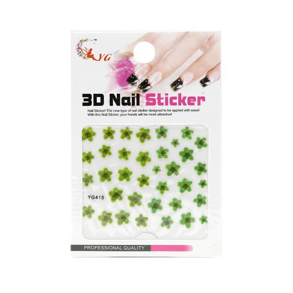 Sticker unghii, Global Fashion, 3D Nail Sticker YG415, Verde, 1 set image2