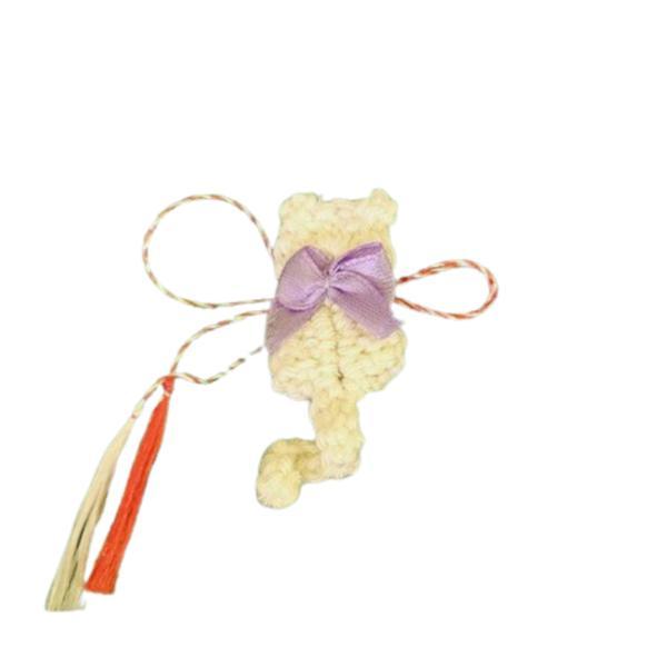 Martisor crosetat - Pisicuta - Crem Deschis