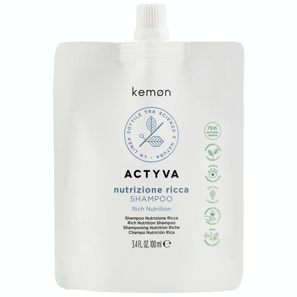 Sampon de Hidratare Intensa - Kemon Actyva Nutrizione Ricca Shampoo Pouch Bag, 100 ml