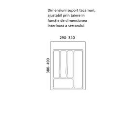 Suport organizare tacamuri, gri, pentru latime corp 400 mm, montabil in sertar bucatarie - Maxdeco