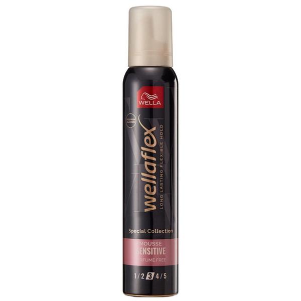 Spuma pentru Par, cu Fixare Puternica - Wella Wellaflex Special Collection Black Mouse Sensitive Perfume Free, 200 ml