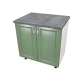 Masca pentru chiuveta cu 2 usi 80 cm Zebra, Alb/Mdf Verde cu blat Beton, 80 x 85 x 60 cm