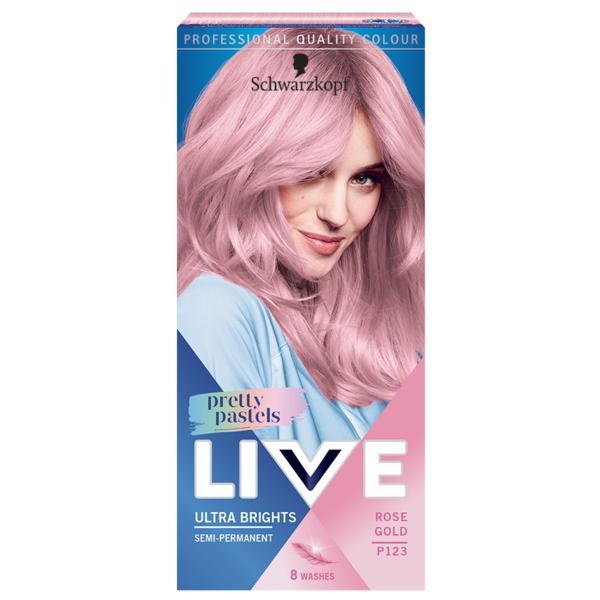 SHORT LIFE - Vopsea de Par Semipermanenta - Schwarzkopf Live Pretty Pastels Ultra Brights Semi-permanent, nuanta P123 Rose Gold