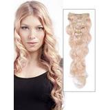 Extensii clip  -  on  Veritable  cu 12 piese, lungime 60 cm , culoare blond platinat ( # 613 )