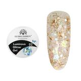 Gel luminiscent Luminous Glitter Gel cu sclipici hexagon, 02, 5g