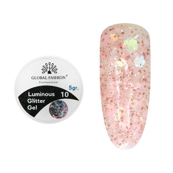 Gel luminiscent Luminous Glitter Gel cu sclipici hexagon, 10, 5g