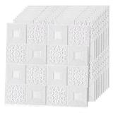 Set 50x Tapet 3D Teno®, suprafata acoperire 24.5 mp, autoadeziv, perete/tavan, waterproof, usor de montat, design modern, 70x70 cm, alb