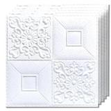 Set 100x Tapet Mic 3D Teno®, suprafata acoperire 12.05 mp, autoadeziv, perete/tavan, waterproof, usor de montat, design modern, 35x35 cm, alb
