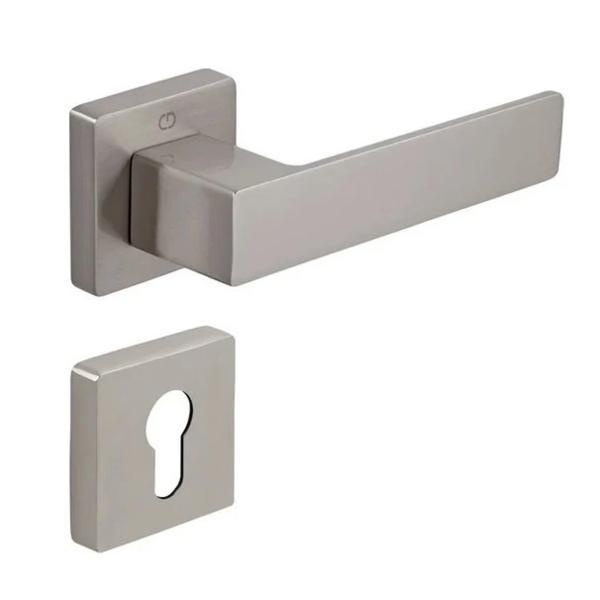 Set maner usa cu cilindru Cube, cu rozeta patrata, finisaj nichel satin CB
