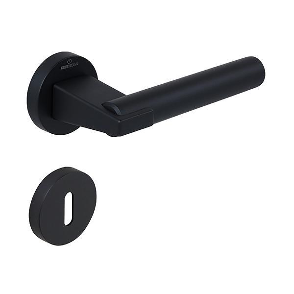 Set maner usa camera Dora Smooth, cu rozeta rotunda, finisaj negru mat CB