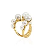 Inel Pearl Moon, cu montura aurie, decorat cu perle, reglabil - Colectia Universe of Pearls