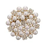 Brosa Lacey, rotunda, aurie, decorata cu zirconiu si perle - Colectia Universe of Pearls