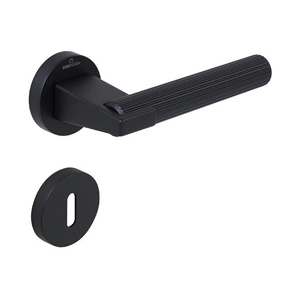 Set maner usa camera Dora Straight, cu rozeta rotunda, finisaj negru mat CB