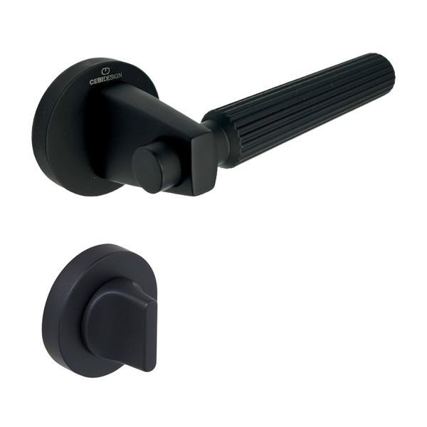 Set maner usa baie Hana Straight, cu rozeta rotunda, finisaj negru mat CB