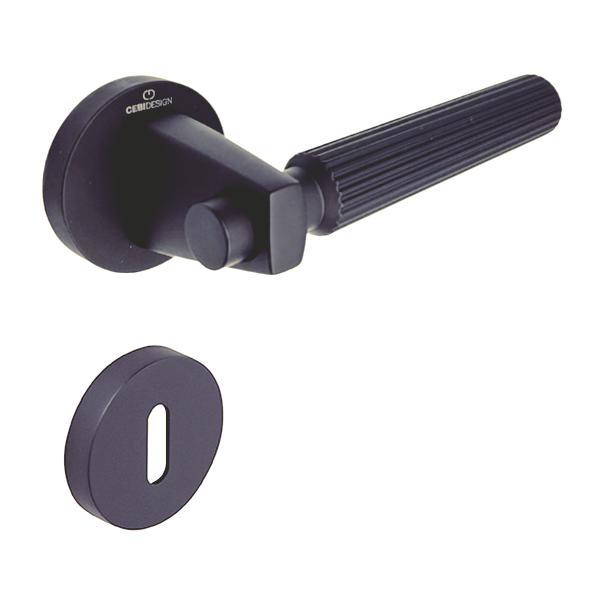 Set maner usa camera Hana Straight, cu rozeta rotunda, finisaj negru gun metal CB