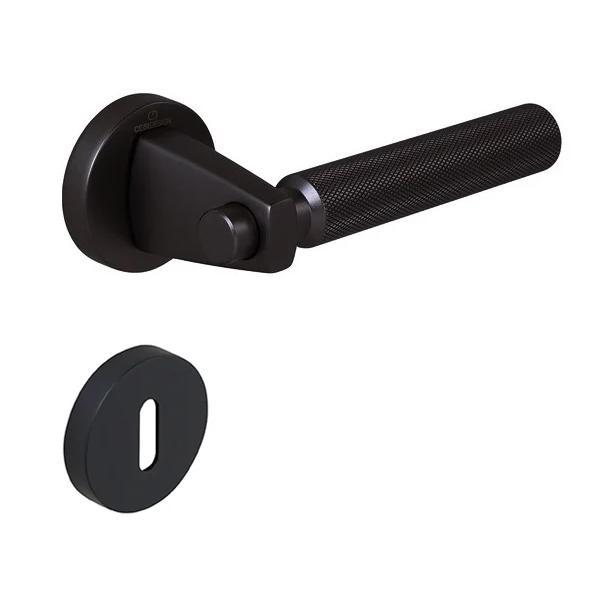 Set maner usa camera Hana Knurling, cu rozeta rotunda, finisaj negru mat CB