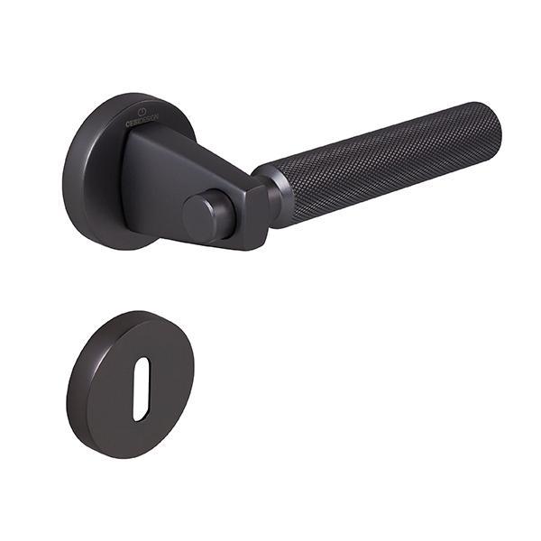 Set maner usa camera Hana Knurling, cu rozeta rotunda, finisaj negru gun metal CB