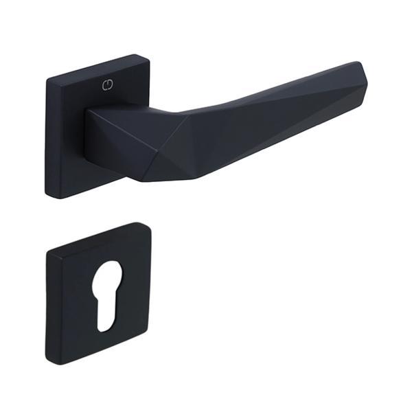 Set maner usa cu cilindru Pira, cu rozeta patrata, finisaj negru mat CB