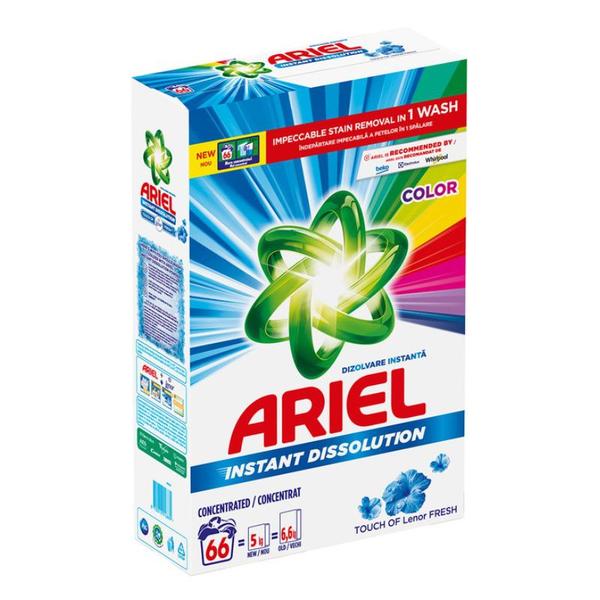 Detergent Automat Pudra pentru Rufe Colorate - Ariel Instant Dissolution Touch of Lenor Fresh, 4950 g