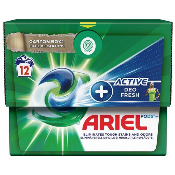 SHORT LIFE - Detergent Automat Gel Capsule - Ariel Pods + Active Deo Fresh, 12 buc