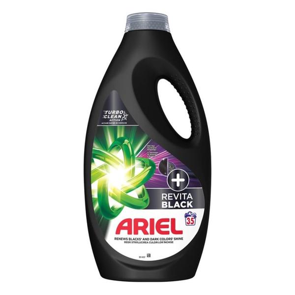 Detergent Automat Lichid pentru Rufe Negre - Ariel + Revita Black Turbo Clean, 35 spalari, 1750 ml