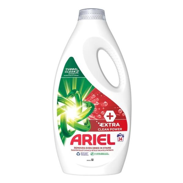 Detergent Automat Lichid - Ariel + Extra Clean Power Turbo Clean, 34 spalari, 1750 ml