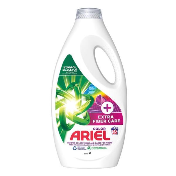 Detergent Automat Lichid pentru Rufe Colorate - Ariel + Extra Fiber Care Color Turbo Clean, 35 spalari, 1750 ml