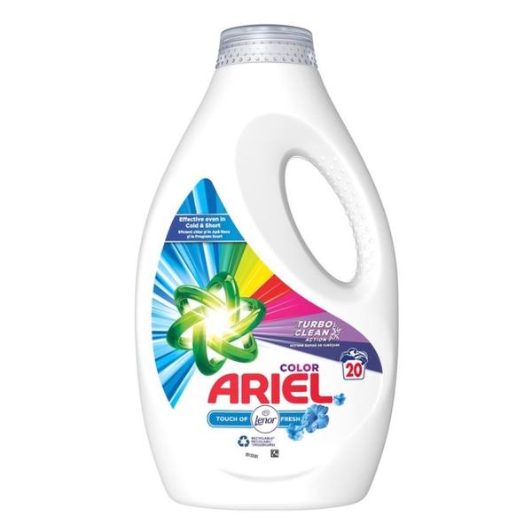 Detergent Automat Lichid pentru Rufe Colorate cu Lenor - Ariel Color Touch of Lenor Fresh Turbo Clean, 20 spalari, 1000 ml