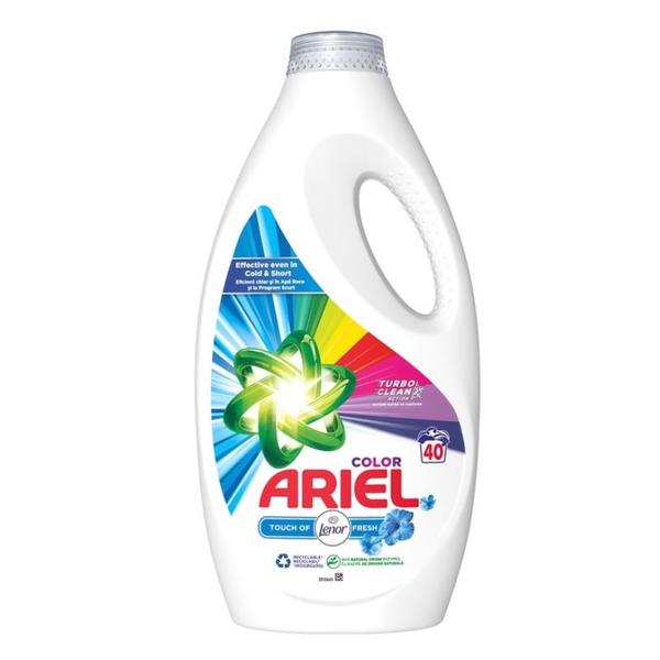 Detergent Automat Lichid pentru Rufe Colorate cu Lenor - Ariel Color Touch of Lenor Fresh Turbo Clean, 40 spalari, 2000 ml