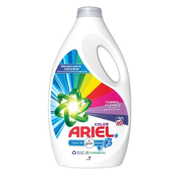 Detergent Automat Lichid pentru Rufe Colorate cu Lenor - Ariel Color Touch of Lenor Fresh Turbo Clean, 60 spalari, 3000 ml