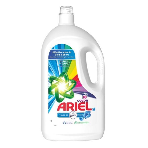 Detergent Automat Lichid pentru Rufe Colorate cu Lenor - Ariel Color Touch of Lenor Fresh Turbo Clean, 80 spalari, 4000 ml
