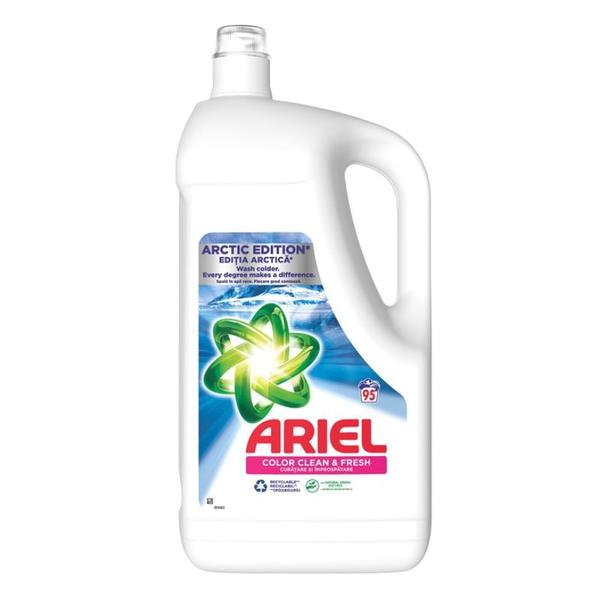 Detergent Automat Lichid pentru Rufe Colorate - Ariel Color Clean & Fresh Arctic Edition, 95 spalari, 4750 ml