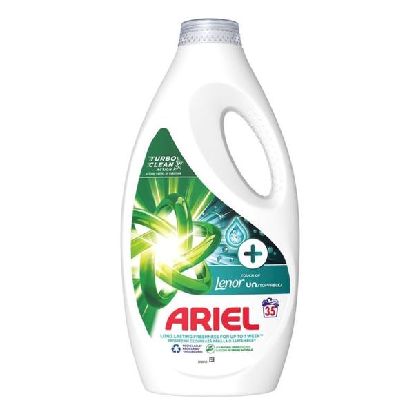 Detergent Automat Lichid - Ariel + Touch of Lenor Unstoppables Turbo Clean, 35 spalari, 1750 ml