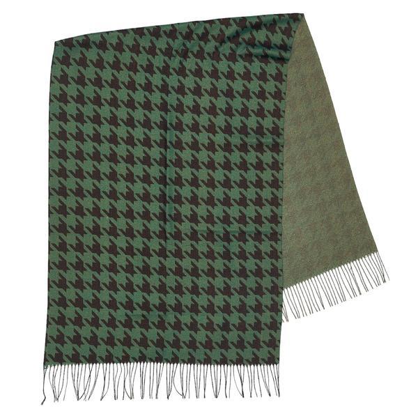 Esarfa Verde cu Satin si Imprimeu Houndstooth