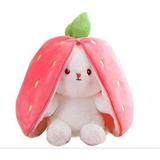 Jucarie de Plus Reversibila, Strawberry Bunny, tip perna, alb / roz, 30 cm
